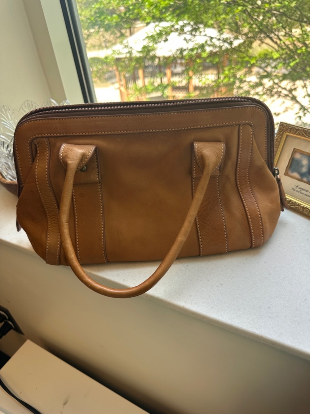 NorthStyle Cognac Leather Satchel